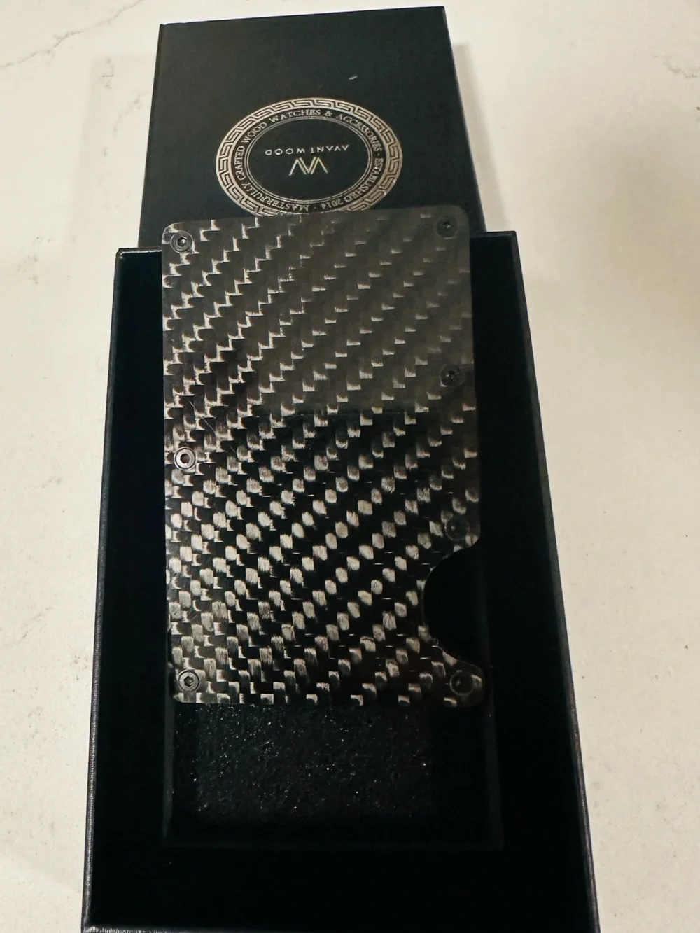 NEW Avantwood Carbon Fiber Slim Wallet & Money Clip -RFID Blocking